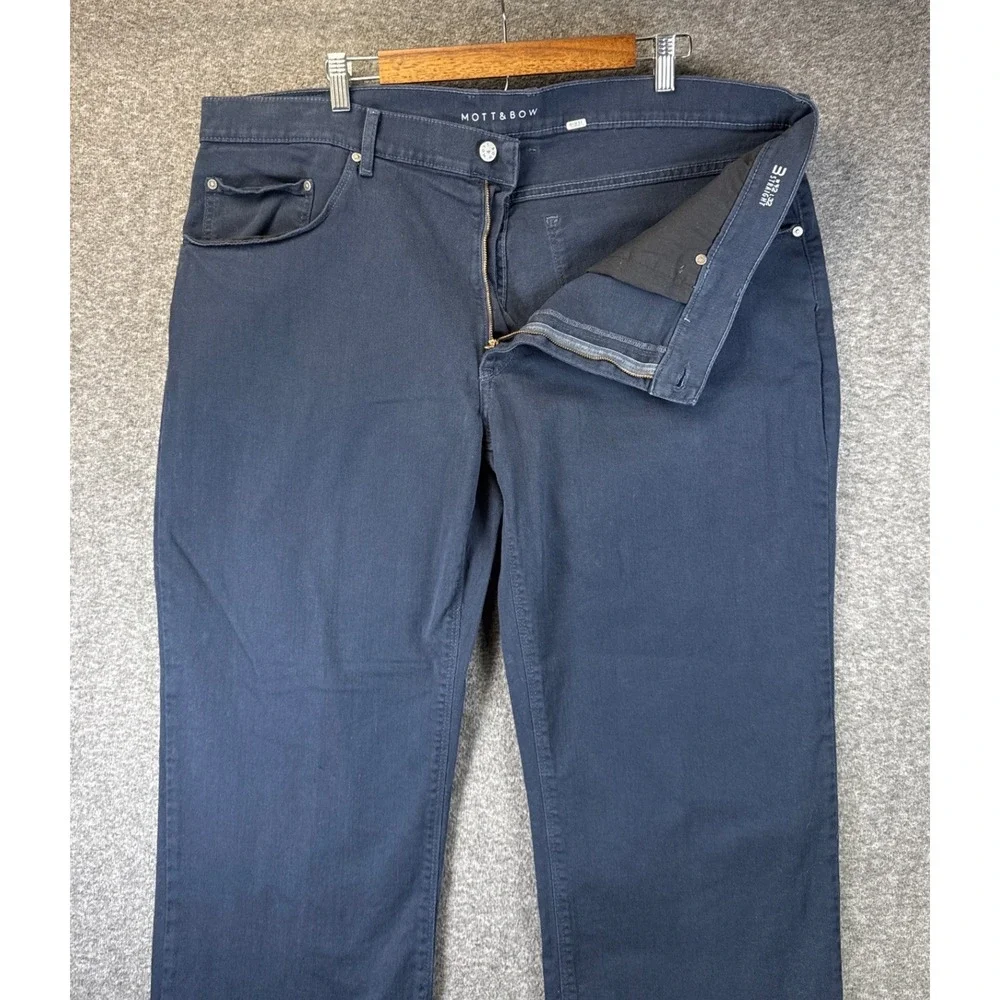 Mott & Bow Mercer Pants Men 42x30 Blue Preppy Straight Leg Cotton Stretch Travel